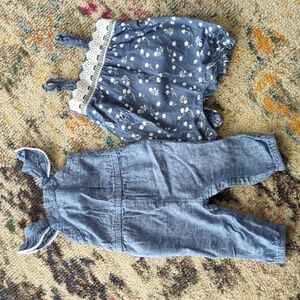 2 Infant Rompers -Lucky Brand & Old Navy